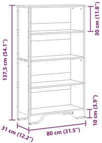 füstös tölgy színű szerelt fa könyvszekrény 80 x 31 x 137,5 cm