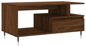 Barna tölgyszínű szerelt fa dohányzóasztal 90x49x45 cm