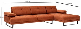 Mustang Small Right Orange sarokkanapé