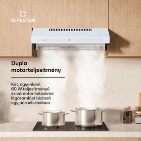 Klarstein Purista Force motorháztető, Kompakt, 384,8 m³/h, EEK C, Kétmotoros technológia