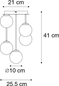 Modern mennyezeti lámpa fekete arannyal 5 lámpás - Athens Wire