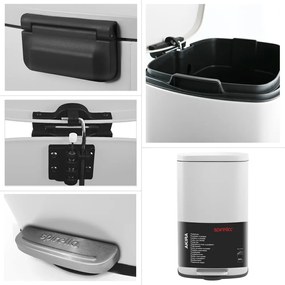 Matt fehér acél pedálos szemetes 50 l Akira – Spirella