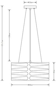 Lámpa Mennyezeti lámpatest MARISA,2638,AC220-240V,50/60Hz,3*E27, max.40W, IP20, Átmérő 40 cm, hármas, fekete