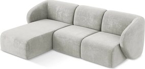 Világosszürke zsenília sarokkanapé (bal oldali-heverő résszel) Lani – Makamii