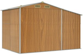 világosbarna horganyzott acél kerti fészer 277 x 192,5 x 179 cm