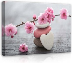 VĂĄszonkĂ©p 70x50 Kövek cseresznyevirĂĄg ĂĄg egyensĂșly nyugalom harmĂłnia zen