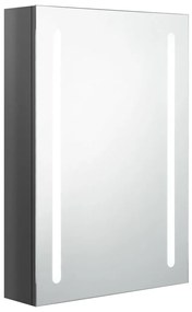 fényes szürke LED-es tükrös fürdőszobaszekrény 50 x 13 x 70 cm