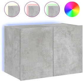 betonszürke falra szerelhető TV-szekrény LED-del 60x35x41 cm