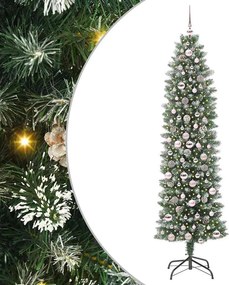 vidaXL Mű Karcsú Karácsonyi Fa 300 LED-del Zöld és Fehér 210 cm
