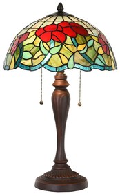 Tiffany asztali lámpa Piros virágos