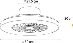 Ezüst színű mennyezeti ventilátor csillag effektussal ,LED-del, fényerőszabályzóval és távirányítóval (60cm)