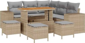 vidaXL Kerti Kanapé Szett párnával 9 pcs Beige és Világosszürke
