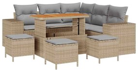 vidaXL Kerti Kanapé Szett párnával 9 pcs Beige és Világosszürke