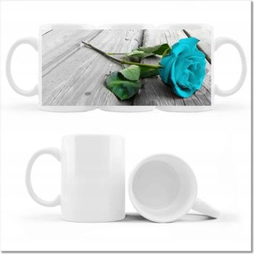 Fotó bögre Kék rózsa a deszkákon