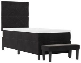 Boxspring Ágy matraccal és paddal Fekete 80x200 cm Bársony