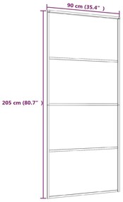 Fekete matt ESG üveg és alumínium tolóajtó 90x205 cm