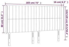 fekete szövet fejtámla szárnyakkal 183x16x118/128 cm