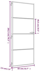 arany edzett üveg és alumínium vékony beltéri ajtó 83x201,5 cm