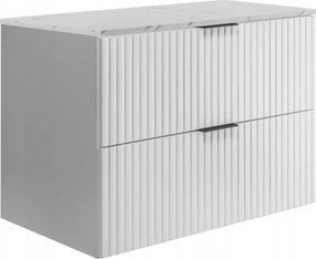 Fürdőszoba szekrény mosdó alá 60 fehér faragott frontok asztallap márvány