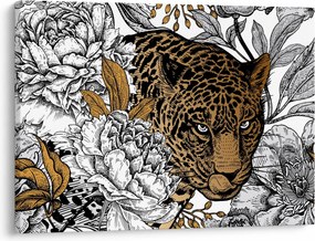 Kép - leopárd a virágok között (70x50 cm)