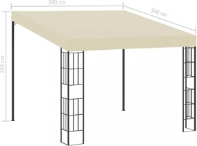 krémszínű falra szerelhető szövetpavilon 3 x 3 m