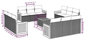 13 részes bézs polyrattan kerti ülőgarnitúra párnákkal