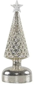 Ledes üveg fenyőfa, ezüst színű, 24 cm