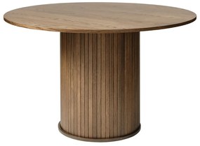 Kerek étkezőasztal tölgyfa dekorral ø 120 cm Nola – Unique Furniture