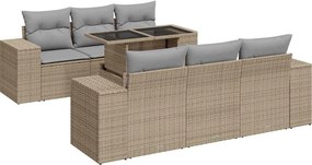 vidaXL 7 részes bézs polyrattan kerti ülőgarnitúra párnákkal