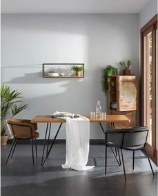 Fekete-natúr színű jegenyefenyő fali polc 90 cm Elisha – Kave Home