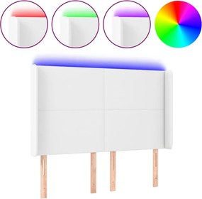 vidaXL fehér műbőr LED-es fejtámla 147x16x118/128 cm