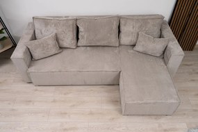 SMART COSARO krémszínű sarokkanapé,ágyazhaztó + 2 db AJÁNDÉK párnával