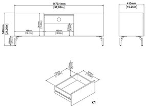 Barna TV-állvány tölgyfa dekorral 147x54x41 cm Bergen – Tvilum