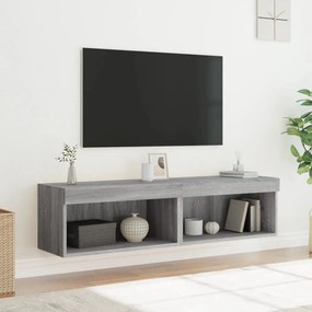 2 db szürke sonoma színű TV-szekrény LED-ekkel 60x30x30 cm