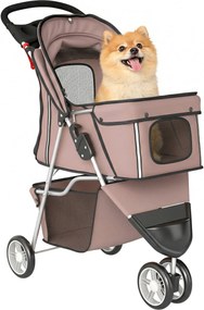 PawHut összecsukható kutyakocsi kisméretű kutyáknak tárolóval, hálóablakokkal és pohártartóval — 10 kg teherbírás, 77 x 44 x 102 cm | Aosom