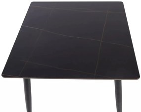 Étkezőasztal RION 80x80 cm kerámia asztallappal, fekete márvány