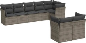 vidaXL 8 részes szürke polyrattan kerti ülőgarnitúra párnákkal