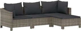 vidaXL 4 részes szürke polyrattan kerti ülőgarnitúra párnákkal
