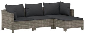 vidaXL 4 részes szürke polyrattan kerti ülőgarnitúra párnákkal