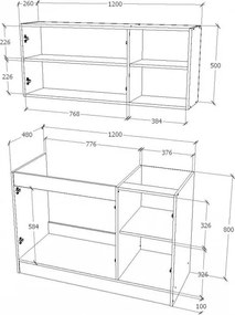 Pd L120 Alapkonyha fehér/sonoma tölgy
