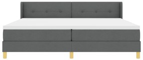 Boxspring ágy matraccal, sötétszürke, 200 x 200 cm, textil