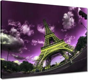 Vászonkép 50x40 Lila Eiffel égbolt