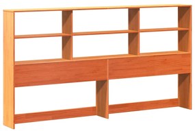 viaszbarna tömör fa könyvespolcos ágy matrac nélkül 200 x 200cm