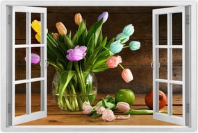 Poszterek 60x40 Csokor Színes tulipánok