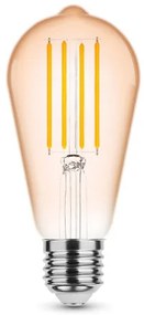 LED lámpa , égő , izzószálas hatás , filament  , E27 foglalat , ST64  , Edison , 4 Watt , meleg fehér , 1800K , borostyán sárga , Modee