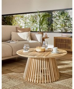 Irune teakfa dohányzóasztal, ⌀ 80 cm - Kave Home