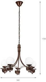 Brilagi - LED Csillár láncon COTTAGE 5xG9/40W/230V tölgy/fehér