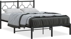 vidaXL fekete fém ágykeret fejtámlával 120 x 190 cm