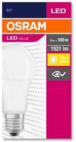 LED izzó, E27, gömb, A60, 13W, 1521lm, 2700K (MF), OSRAM Value (OLEDE2708)