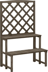 vidaXL szürke tömör fenyőfa rácsos virágtartó állvány 70 x 42 x 115 cm